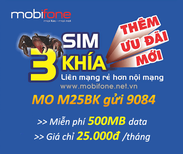 Đăng ký gói M25BK Mobifone ưu đãi 500MB data chỉ với 25.000đ/tháng