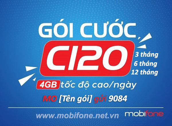 Cách đăng ký gói C120 Mobifone 3 tháng/ 6 tháng/ 12 tháng nhận ưu đãi data, gọi, thoại dùng cả năm