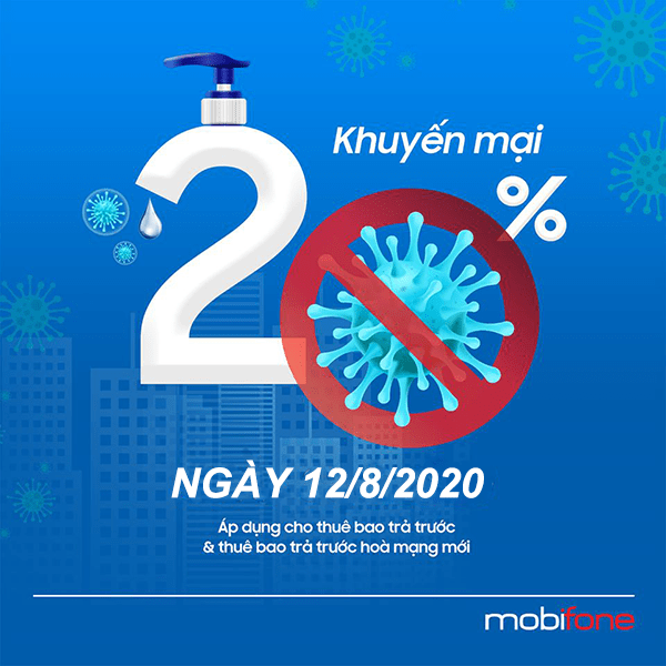 Mobifone khuyến mãi 12/8/2020 ưu đãi NGÀY VÀNG tặng 20% giá trị thẻ nạp