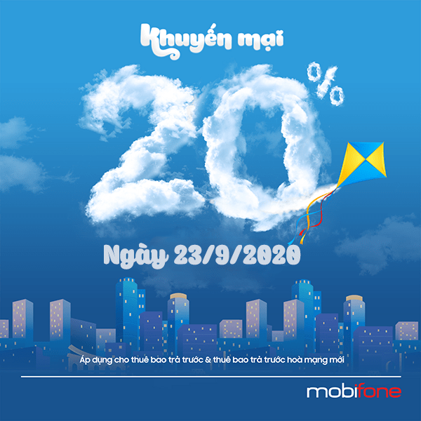 Mobifone khuyến mãi 23/9/2020 NGÀY VÀNG toàn quốc nạp thẻ tặng 20%