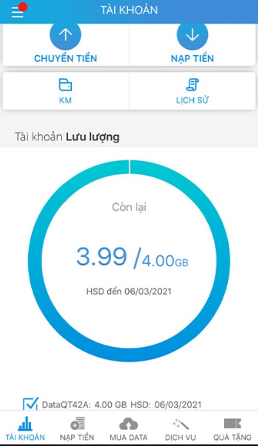 Kiểm Tra Data Trên Ứng Dụng My MobiFone