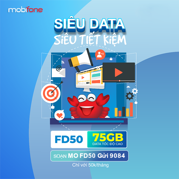 Đăng ký gói FD50 Mobifone nhận ngay 75GB trọn gói chỉ 50k