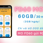 Đăng ký gói FD60 Mobifone miễn phí 60GB data mỗi tháng