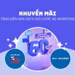Mobifone tặng 60% dung lượng data gói 4G Mobifone từ ngày 16/4 - 16/5