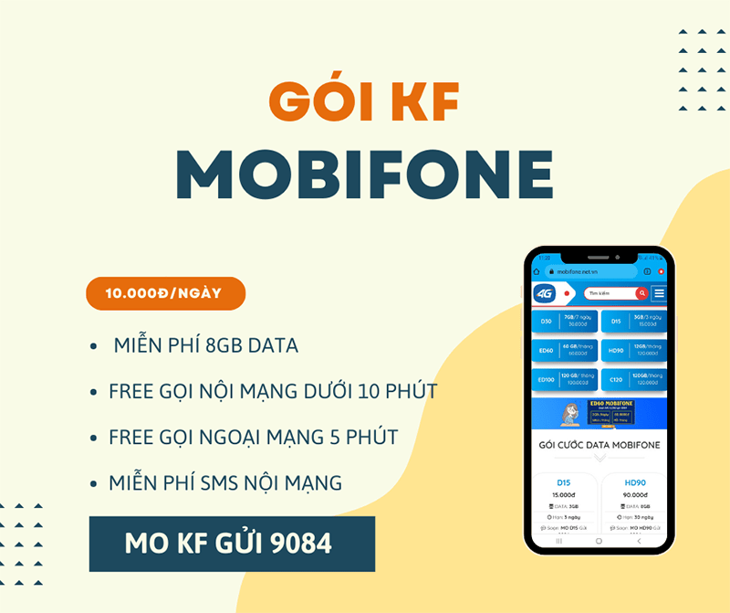 Đăng ký gói cước KF Mobifone có ngay 8GB data, Free gọi thoại