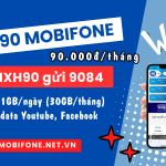 Đăng ký gói MXH90 Mobifone được miễn phí 30GB, Free data xem Youtube, lướt Facebook