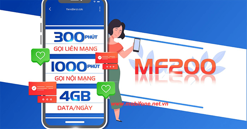 Đăng ký gói MF200 Mobifone cho thuê bao trả sau nhận 120GB, gọi thả ga