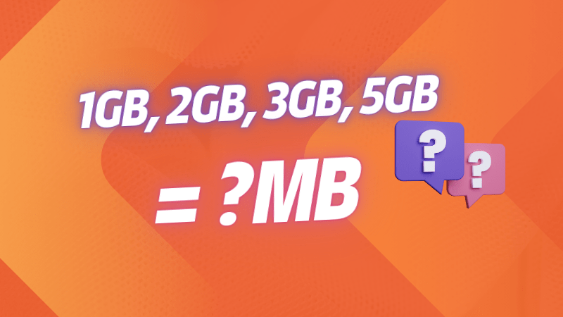 1GB, 2GB, 3GB, 5GB bằng bao nhiêu MB?