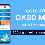 Đăng ký gói cước CK30 Mobifone có 300 phút gọi nội mạng