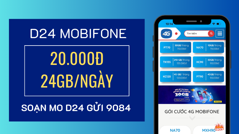 Cách đăng ký gói cước D24 Mobifone rinh data khủng dùng cả ngày 