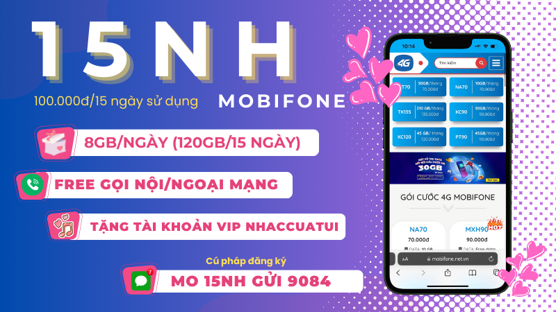 Đăng ký gói cước 15NH Mobifone có ngay data và gọi dùng 15 ngày 