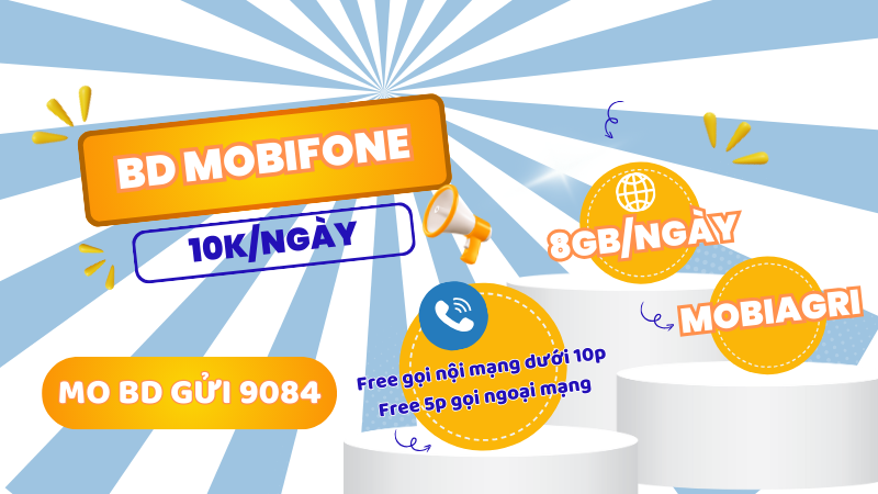 Gói cước BD Mobifone ưu đãi 8GB data, Free gọi và dùng MobiAgri