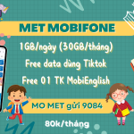 Đăng ký gói MET Mobifone có ngay 30GB, miễn phí dùng Tiktok và học tiếng Anh