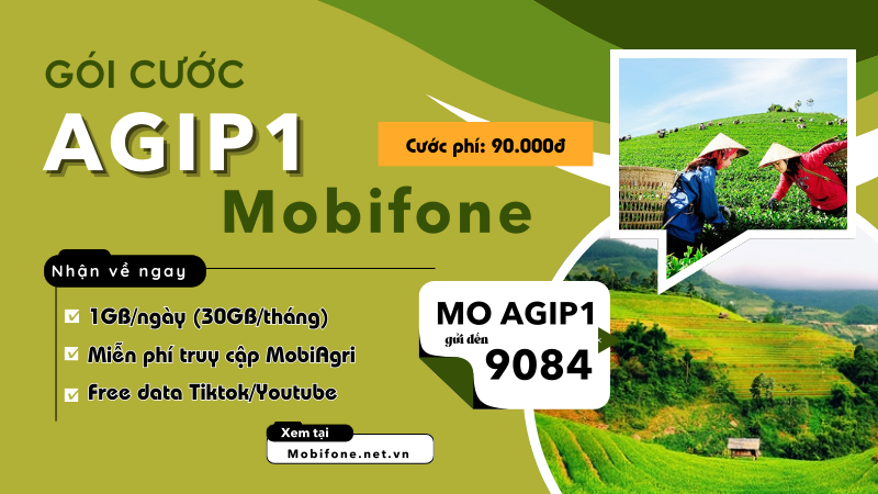 Đăng ký gói cước AGIP1 Mobifone nhận 30GB, free data Tiktok và Youtube