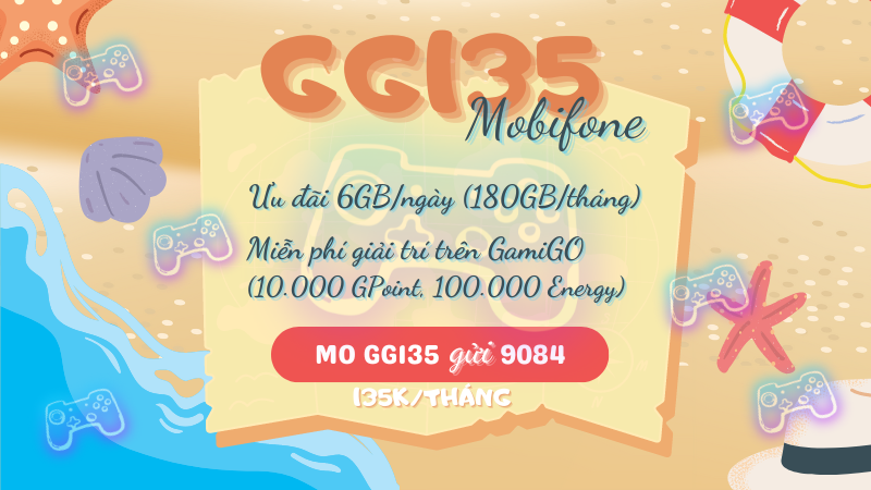 Đăng ký gói GG135 Mobifone ưu đãi 180GB, miễn phí dùng GamiGO