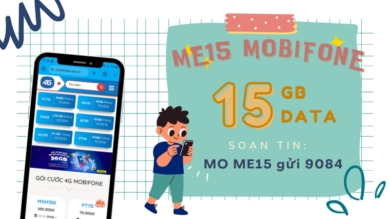 Đăng ký gói ME15 Mobifone ưu đãi 15GB chỉ 15k/3 ngày