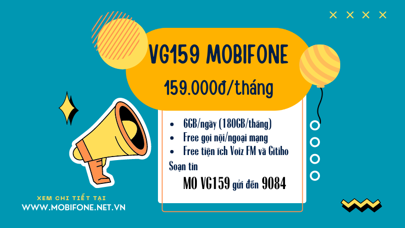 Cách đăng ký gói cước VG159 Mobifone rinh 180GB data và gọi cả tháng 