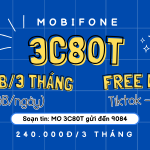 Đăng ký gói cước 3C80T Mobifone nhận 90GB/tháng, Free data Tiktok và ClipTV