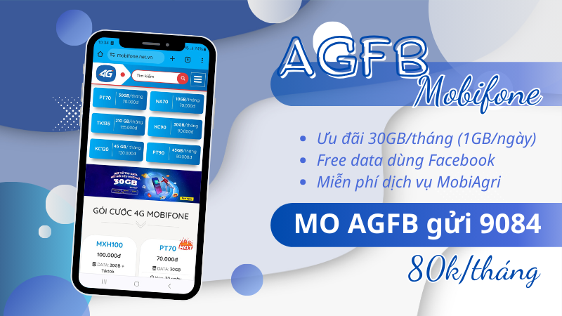 Đăng ký gói AGFB Mobifone nhận 30GB, miễn Facebook và MobiAgri