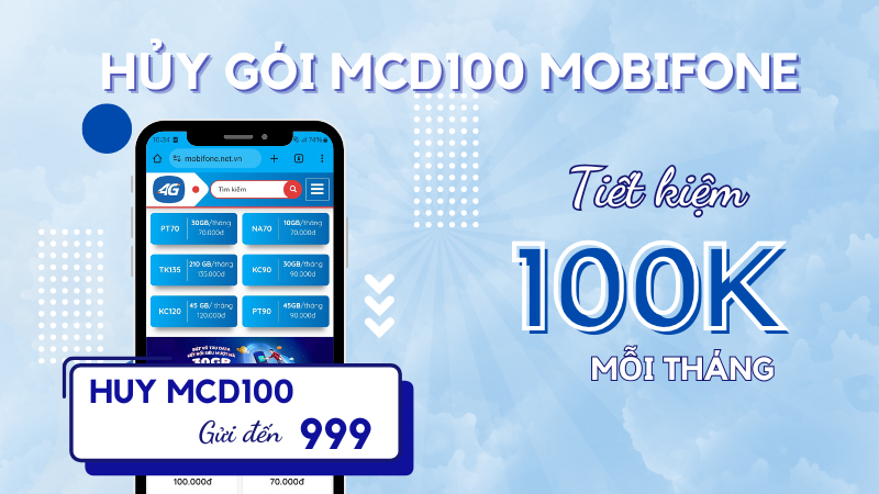 Hủy gói cước MCD100 Mobifone bằng tin nhắn cực kỳ đơn giản