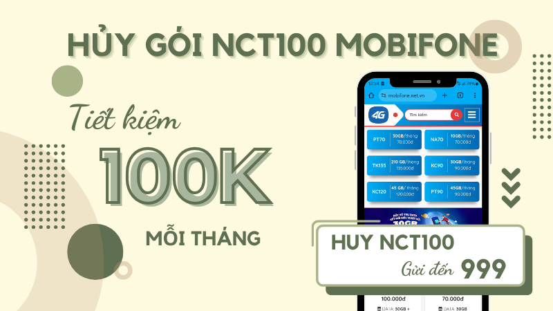 Hủy gói NCT100 Mobifone chỉ với 1 tin nhắn siêu đơn giản