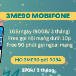 Gói cước 3ME90 Mobifone có ngay 90GB, miễn phí gọi nội mạng, ngoại mạng