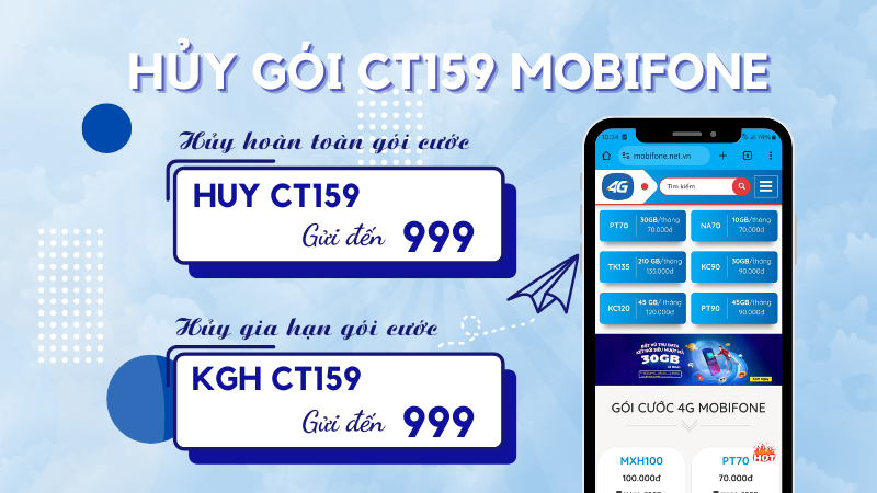 Hủy gói cước CT159 Mobifone đơn giản chỉ với 1 cú pháp