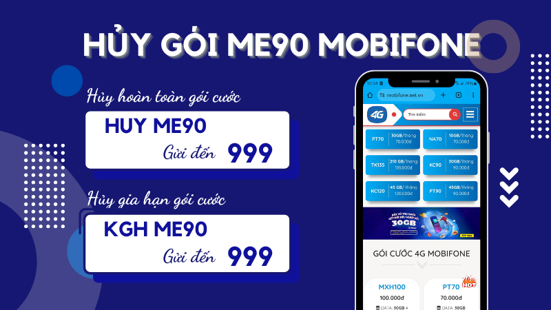 Cách hủy gói ME90 Mobifone bằng tin nhắn cực kỳ đơn giản