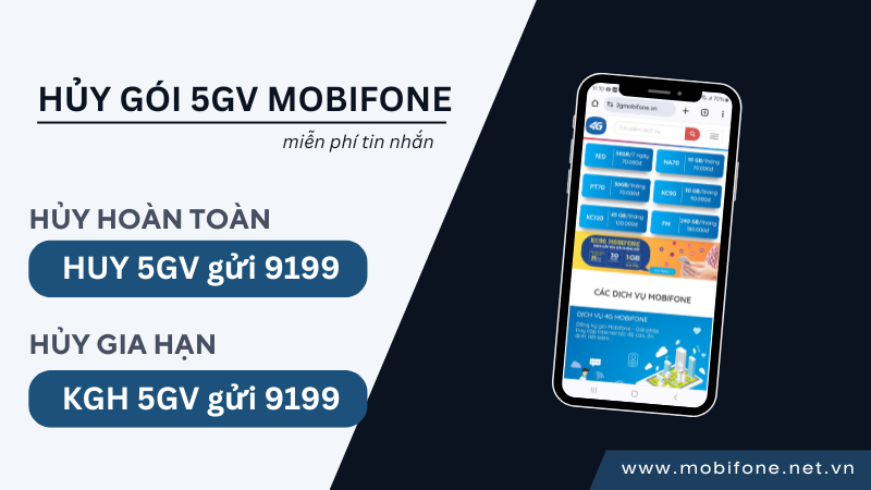 Hướng dẫn cách hủy gói 5GV Mobifone đơn giản bằng tin nhắn