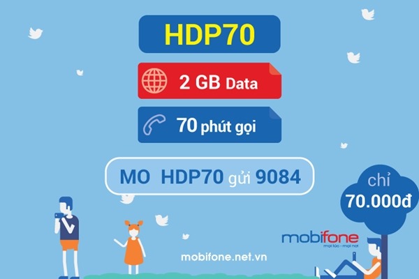 Đăng ký gói cước HDP70 Mobifone chỉ 70.000đ