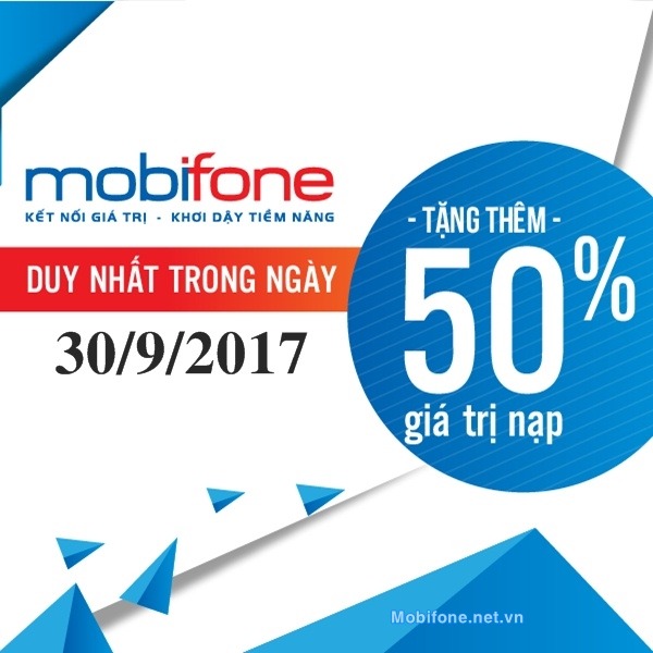 Mobifone khuyến mãi ngày 30/9/2017 có điều kiện
